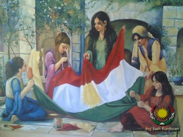Kurdistan flag in painting